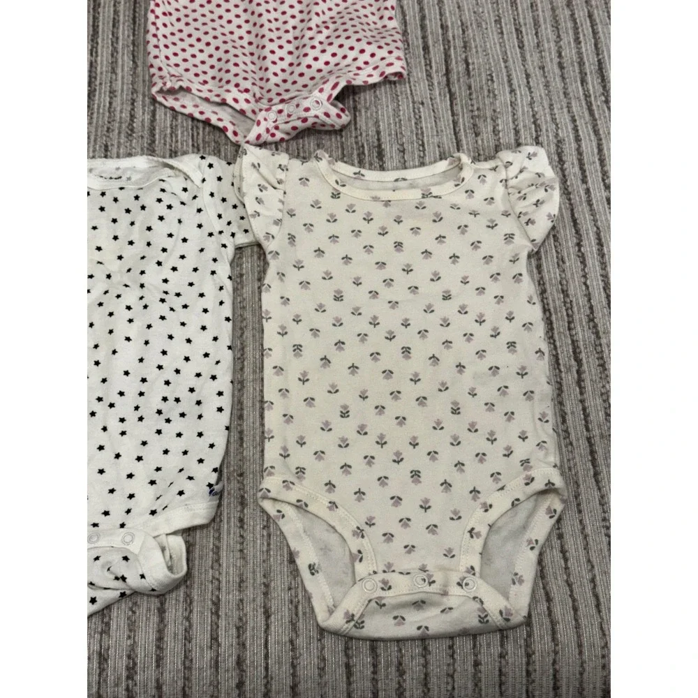 Gerber Carters Baby Girls 3-6 Months Bodysuit Lot 5 Floral Polka Dot Star Pink